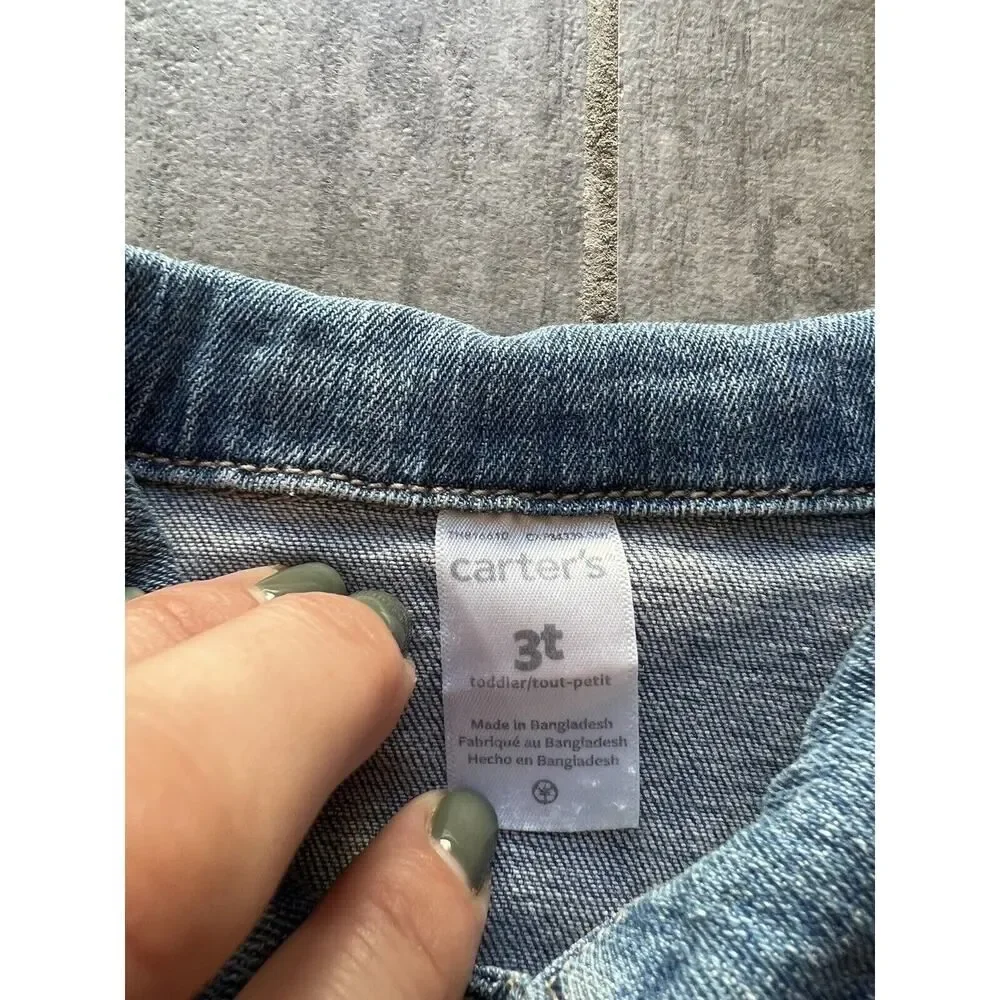 Little Girl Toddler Blue Jean Jacket Denim Cotton Fall Spring Coat 3T Stretch